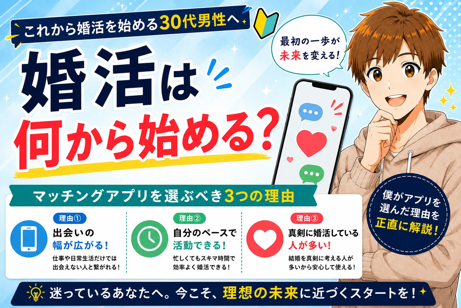 婚活は何から始めるべき？30代男性がマッチングアプリを選ぶべき3つの理由【実体験】