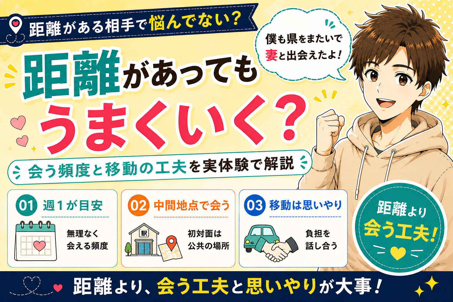 マッチングアプリで距離がある相手とはうまくいく？会う頻度と移動の工夫を実体験で解説